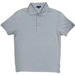 Patrick Assaraf Pima Cotton Polo Shirt Stretch Fabric Made in Peru Blue Small